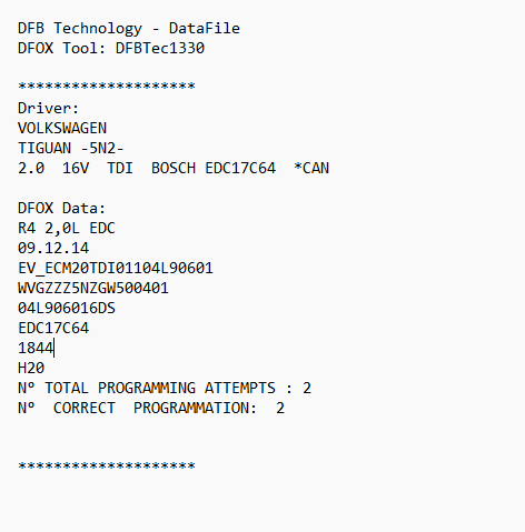 VW Tiguan 2.0d EDC17C64 04L906016DS_1844 10SW003835 ADBlue DPF EGR OFF