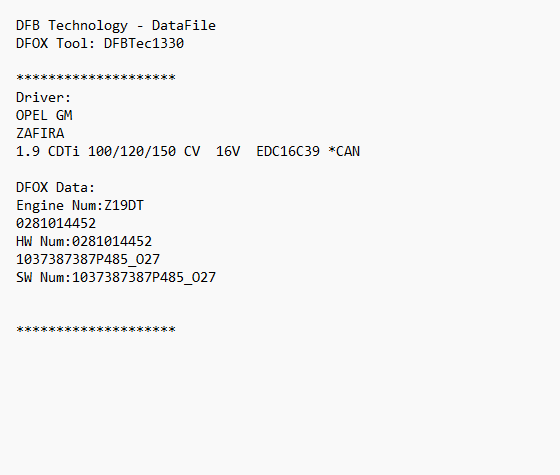 Opel Zafira 1.9d EDC16C39 103738387P485_O27 DPF OFF