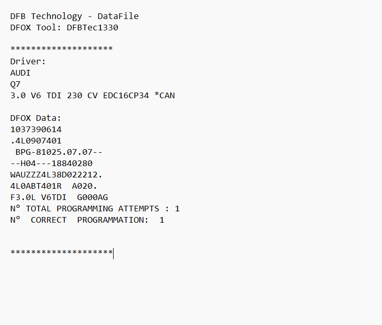 Audi Q7 3.0d EDC16CP34 1037390614 4L0ABT401R_A020 DPF EGR Flpas OFF