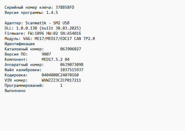 VW Passat B6 1.8i MED17.5.2 1037515937 06J906027_9007 Stage1 E2