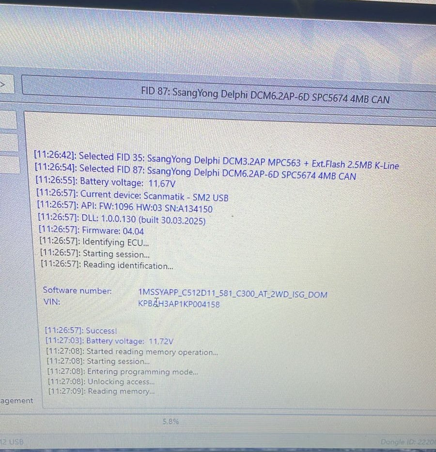 SsangYong Korando 2.2d DCM6.2 1MSSYAPP_C512D11_581_C300_AT_2WD_ISG_DOM ADBlue OFF