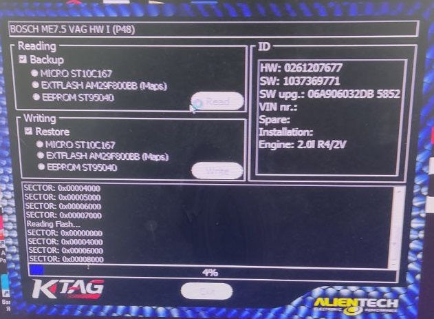 VW Transporter 2.0i ME7.5 06A906032DB 5852 1037369771 Stage1 E2 EGR SAP OFF